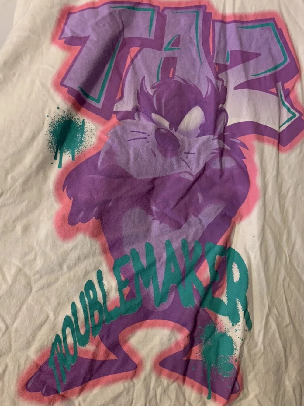 Looney‎ Tunes Taz Mens Sz 2XL Trouble Maker T Shirt Hip Hop
